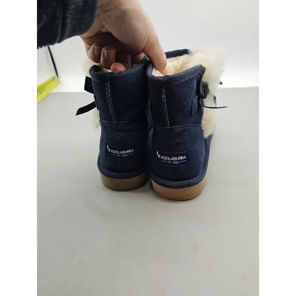 Koolaburra by UGG Victoria Mini Blue Suede sheepskin sockliner Boots Womens Sz 6